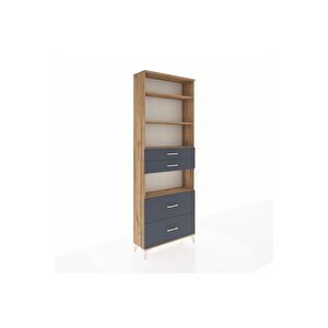 Arges Dolap 4 Raflı 4 Çekmeceli 88x30x243 Çam-antrasit