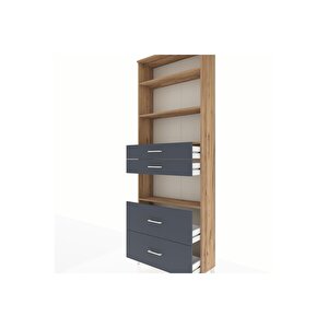 Arges Dolap 4 Raflı 4 Çekmeceli 88x30x243 Çam-antrasit