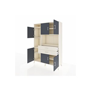 Hyperion Dolap 8 Raflı 2 Çekmeceli 6 Kapaklı 132x44x195 Aytaşı-antrasit/aytaşı