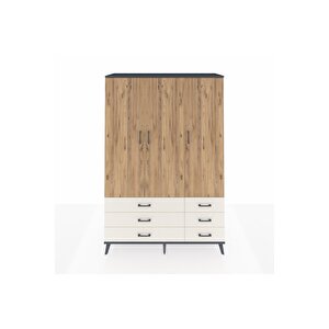 Hyperion Dolap 5 Raflı 6 Çekmeceli Tek Askılı 132x44x195 Antrasit-çam/aytaşı