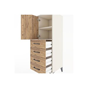 Hyperion Dolap 2 Raflı 4 Çekmeceli Tek Kapaklı 44x44x134 Aytaşı-çam