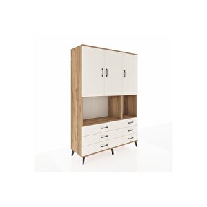 Hyperion Gardrop 6 Raflı 6 Çekmeceli 3 Kapaklı 132x44x195 Çam-aytaşı