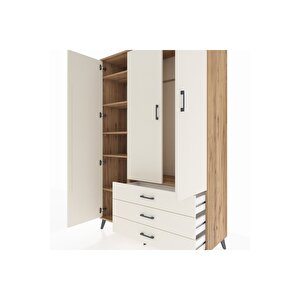 Hyperion Gardrop 6 Raflı 3 Çekmeceli Tek Askılı 132x44x195 Çam-aytaşı