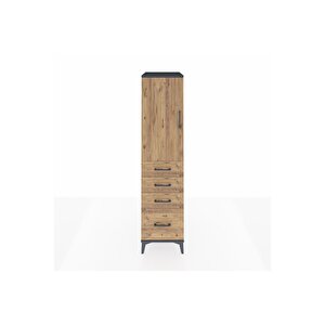 Kronos Dolap 2 Raflı 4 Çekmeceli Tek Kapaklı 44x59x182 Antrasit-çam