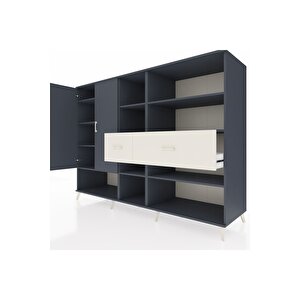 Kronos Dolap 10 Raflı 2 Çekmeceli 2 Kapaklı 220x59x163 Antrasit-antrasit/aytaşı