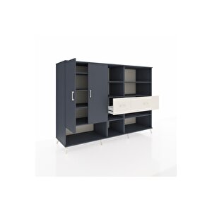 Kronos Dolap 10 Raflı 2 Çekmeceli 2 Kapaklı 220x59x163 Antrasit-antrasit/aytaşı