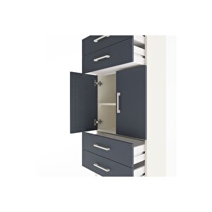 Arges Dolap 2 Raflı 4 Çekmeceli 2 Kapaklı 60x30x134 Aytaşı-antrasit