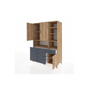 Kronos Dolap 8 Raflı 5 Çekmeceli 3 Kapaklı 132x59x195 Çam-çam/antrasit