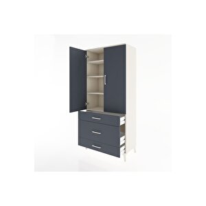 Hyperion Dolap 4 Raflı 3 Çekmeceli 2 Kapaklı 88x44x195 Aytaşı-antrasit