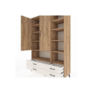 Hyperion Dolap 10 Raflı 4 Çekmeceli 2 Kapaklı 132x44x195 Çam-çam/aytaşı