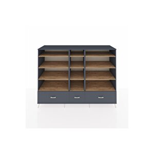 Kronos Dolap 12 Raflı 3 Çekmeceli  220x59x163 Antrasit-çam/antrasit