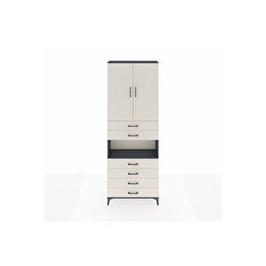 Arges Dolap 4 Raflı 6 Çekmeceli 2 Kapaklı 88x30x243 Antrasit-aytaşı
