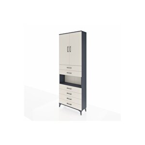 Arges Dolap 4 Raflı 6 Çekmeceli 2 Kapaklı 88x30x243 Antrasit-aytaşı