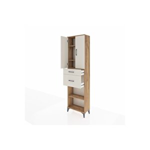 Arges Dolap 4 Raflı 2 Çekmeceli 2 Kapaklı 60x30x221 Çam-aytaşı