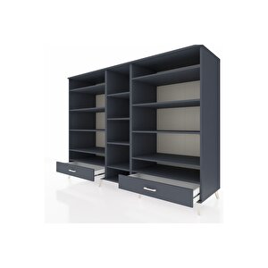 Kronos Dolap 14 Raflı 2 Çekmeceli  220x59x163 Antrasit-antrasit