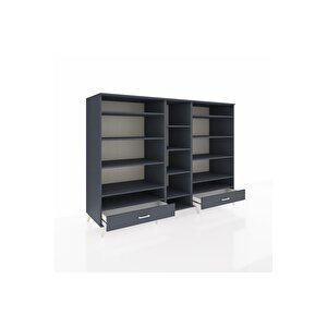 Kronos Dolap 14 Raflı 2 Çekmeceli  220x59x163 Antrasit-antrasit
