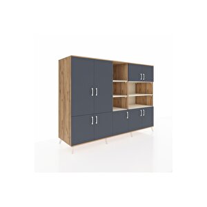 Kronos Dolap 14 Raflı 9 Kapaklı 220x59x163 Çam-antrasit/aytaşı