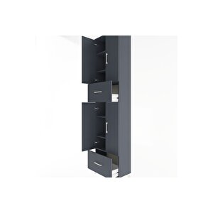 Arges Dolap 6 Raflı 2 Çekmeceli 4 Kapaklı 60x30x243 Antrasit-antrasit