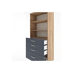 Hyperion Dolap 3 Raflı 4 Çekmeceli 88x44x195 Çam-antrasit