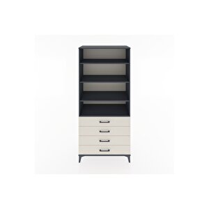 Hyperion Dolap 4 Raflı 4 Çekmeceli 88x44x195 Antrasit-aytaşı