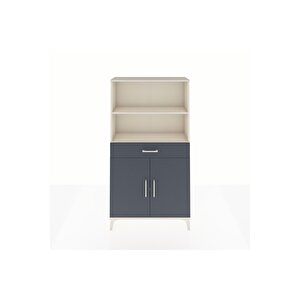 Arges Dolap 3 Raflı Tek Çekmeceli 2 Kapaklı 88x30x163 Aytaşı-antrasit