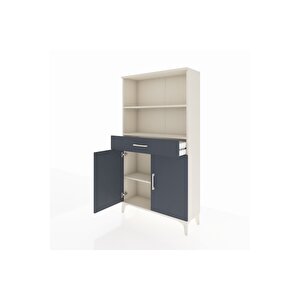 Arges Dolap 3 Raflı Tek Çekmeceli 2 Kapaklı 88x30x163 Aytaşı-antrasit