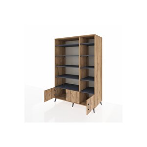 Kronos Dolap 10 Raflı 3 Kapaklı 132x59x195 Çam-çam/antrasit