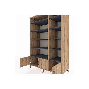 Kronos Dolap 10 Raflı 3 Kapaklı 132x59x195 Çam-çam/antrasit