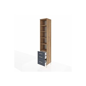 Hyperion Dolap 5 Raflı 3 Çekmeceli 44x44x243 Çam-antrasit