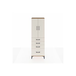 Arges Dolap 2 Raflı 4 Çekmeceli 2 Kapaklı 60x30x182 Çam-aytaşı