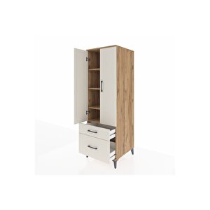 Kronos Dolap 4 Raflı 2 Çekmeceli 2 Kapaklı 60x59x182 Çam-aytaşı