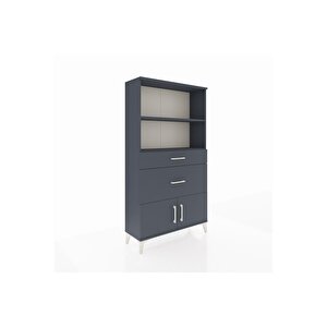 Arges Dolap 2 Raflı 2 Çekmeceli 2 Kapaklı 88x30x163 Antrasit-antrasit