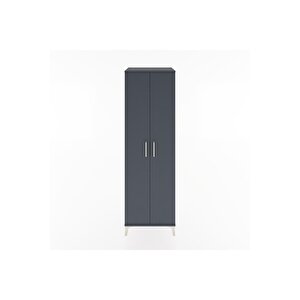 Hyperion Dolap 3 Raflı 2 Kapaklı Tek Askılı 60x44x195 Antrasit-antrasit