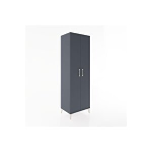 Hyperion Dolap 3 Raflı 2 Kapaklı Tek Askılı 60x44x195 Antrasit-antrasit