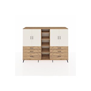 Hyperion Dolap 10 Raflı 6 Çekmeceli 4 Kapaklı 220x44x163 Çam-aytaşı/çam