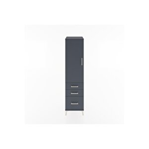 Hyperion Dolap 2 Raflı 3 Çekmeceli Tek Kapaklı 44x44x182 Antrasit-antrasit