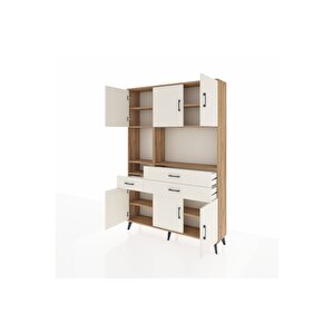 Arges Gardrop 9 Raflı 3 Çekmeceli 6 Kapaklı 132x30x195 Çam-aytaşı