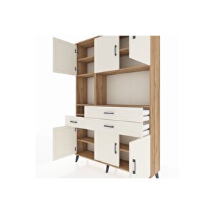 Arges Gardrop 9 Raflı 3 Çekmeceli 6 Kapaklı 132x30x195 Çam-aytaşı