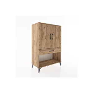 Hyperion Dolap 2 Raflı Tek Çekmeceli 2 Kapaklı 88x44x134 Çam-çam