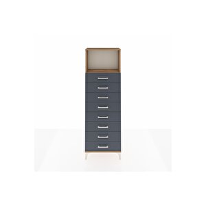 Arges Dolap Tek Raflı 8 Çekmeceli 60x30x182 Çam-antrasit