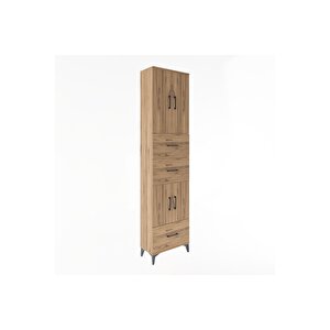 Arges Dolap 5 Raflı 3 Çekmeceli 4 Kapaklı 60x30x243 Çam-çam