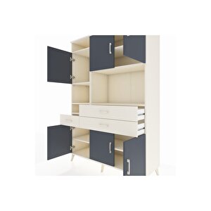 Hyperion Dolap 9 Raflı 3 Çekmeceli 6 Kapaklı 132x44x195 Aytaşı-antrasit/aytaşı