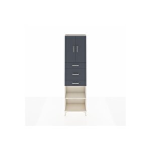 Arges Dolap 3 Raflı 3 Çekmeceli 2 Kapaklı 60x30x221 Aytaşı-antrasit