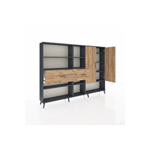 Arges Dolap 10 Raflı 2 Çekmeceli 2 Kapaklı 220x30x163 Antrasit-çam