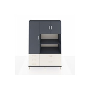 Kronos Dolap 7 Raflı 5 Çekmeceli 3 Kapaklı 132x59x195 Antrasit-antrasit/aytaşı