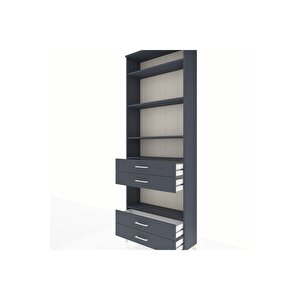 Arges Dolap 5 Raflı 4 Çekmeceli 88x30x243 Antrasit-antrasit