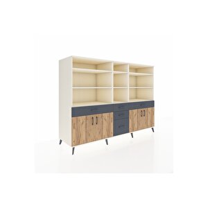 Kronos Dolap 11 Raflı 5 Çekmeceli 4 Kapaklı 220x59x163 Aytaşı-çam/antrasit