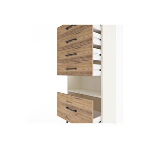 Arges Dolap Tek Raflı 5 Çekmeceli 60x30x134 Aytaşı-çam