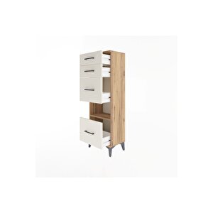 Arges Dolap Tek Raflı 4 Çekmeceli 44x30x134 Çam-aytaşı