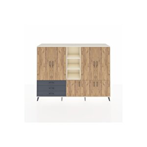 Hyperion Dolap 11 Raflı 3 Çekmeceli 7 Kapaklı 220x44x163 Aytaşı-çam/antrasit